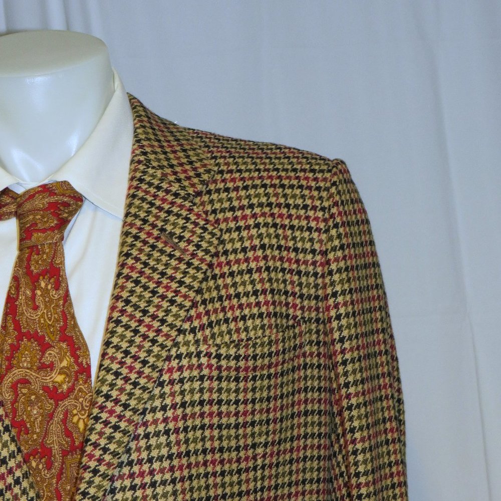 Chester Barrie 100% Cashmere Brown Houndstooth Two Button Sport Coat 44S